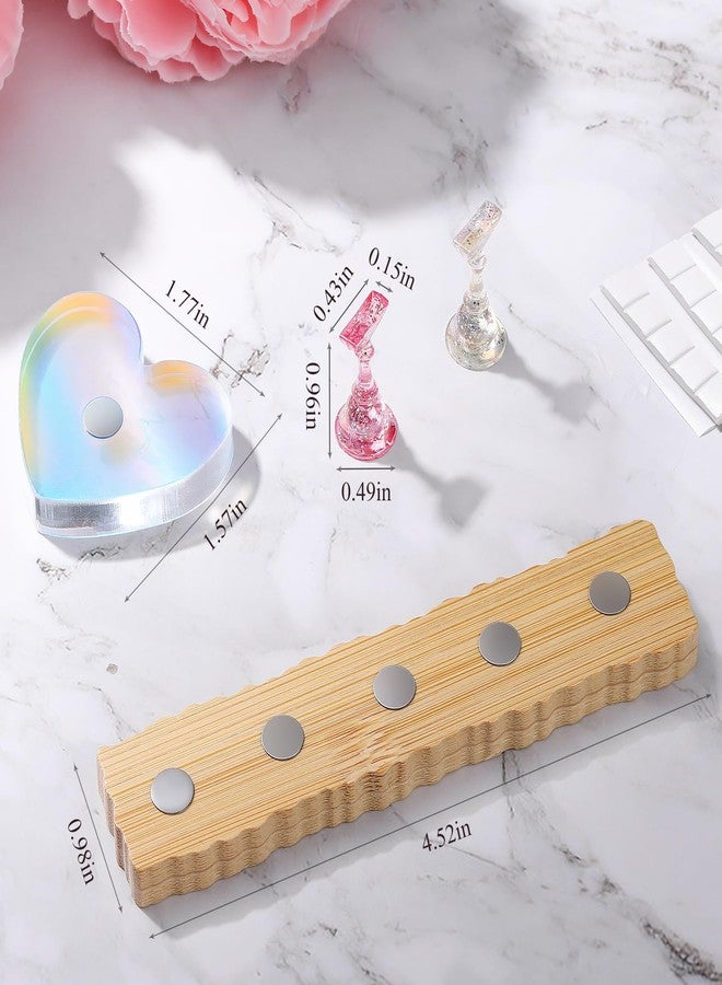 Etercycle 2 Set Wooden Nail Holder for Display Painting Nails - 1 Aurora Heart Shaped Acrylic Magnetic Practice Nail Stand - Fake Nail Holder for Press On Nails with Reusable Adhesive Putty - Image 2